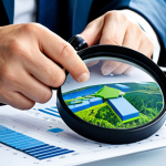 **

A business consultant analyzing ESG reports with a magnifying glass, highlighting hidden risks and opportunities within a company's sustainability data. The background shows a blend of financial charts and environmental landscapes, symbolizing sustainable growth.

**