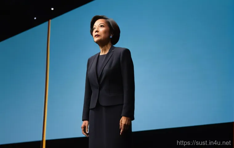 지속가능성 컨설팅 프레젠테이션 스킬 - **Prompt 2: Clear Data Visualization for ESG Impact**
    A confident male presenter, early 40s, in ...