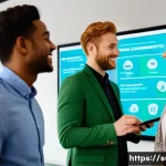 지속가능성 컨설팅에서의 커뮤니케이션 전략 - **Prompt:** A diverse group of young, enthusiastic business professionals (men and women, various et...